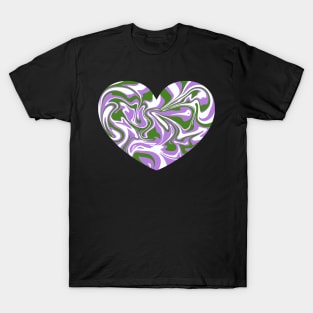 Genderqueer Pride Marble Heart T-Shirt